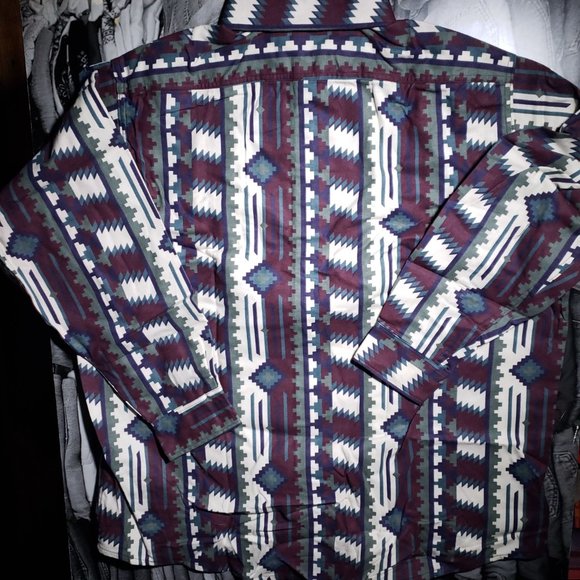 Vintage Wrangler Aztec Button Shirt XL DEADSTOCK - Picture 9 of 12
